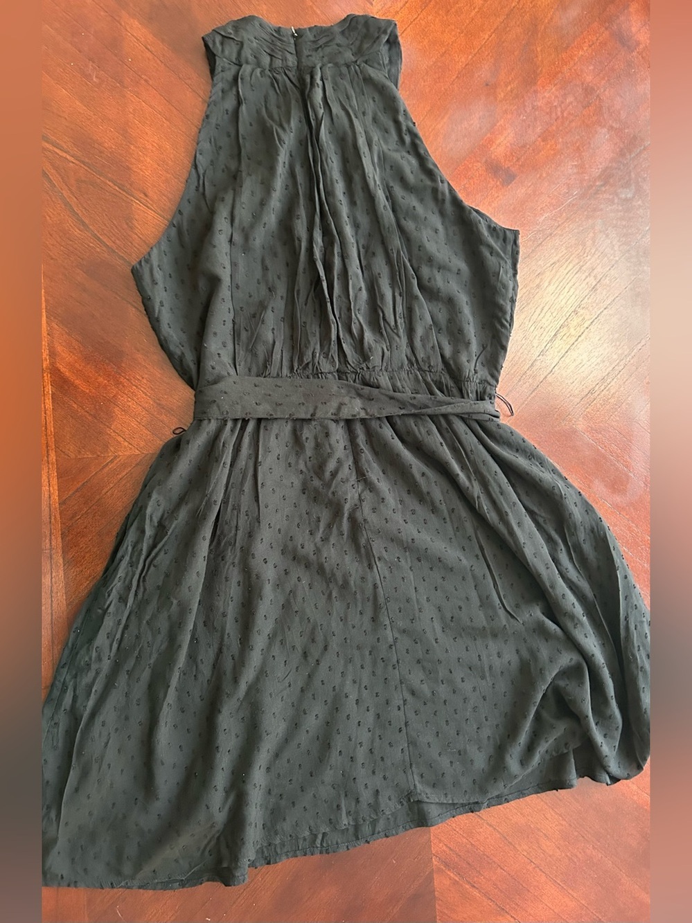 Sleeveless Black Wrap Mini Dress with Waist Tie size s - Picture 7 of 8